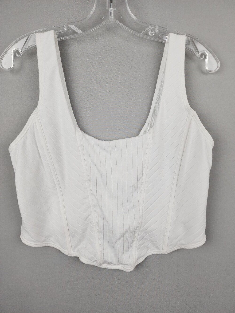 No Bo White Corset Crop Top -  Seam-Detail Sz XXXL